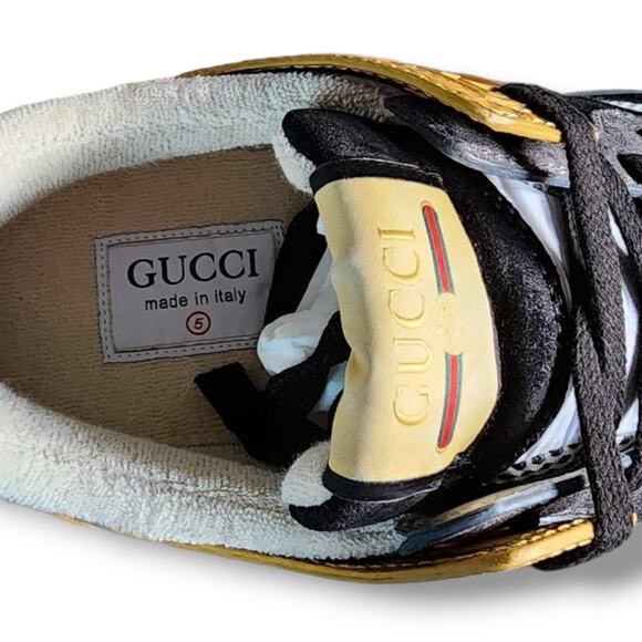 Gucci Ultrapace Yellow & Black Mixed Media Sneakers US Men’s 5.5/US Women’s 6.5 - Picture 5 of 16